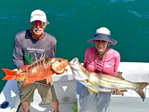 Snapper and snook displayed together from an inshore trip in Costa Rica