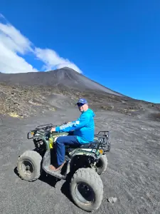 Riding an ATV along a volcano in Guatemala